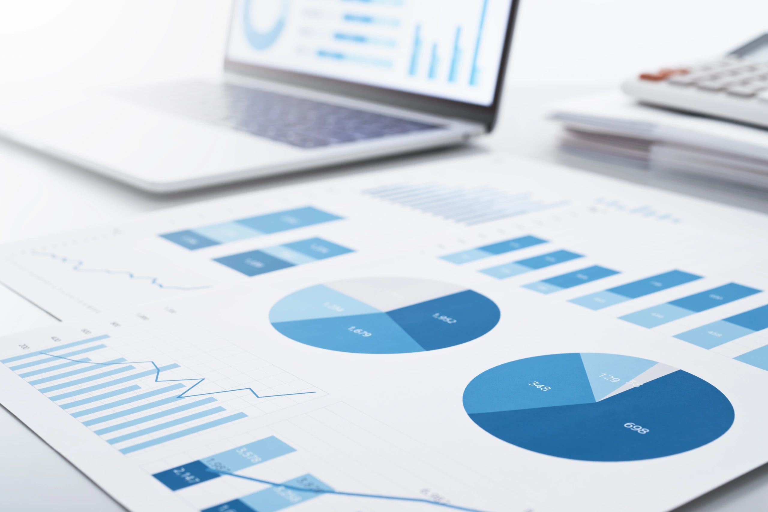 Performance charts and reports representing paid advertising analytics